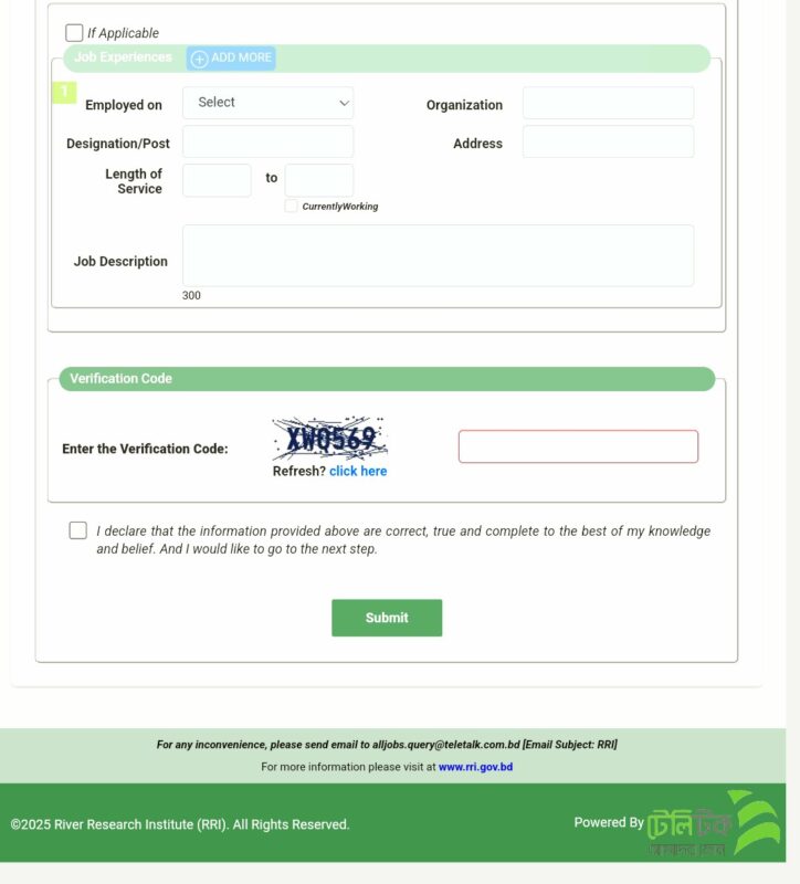 River Research Institute Application Last Step